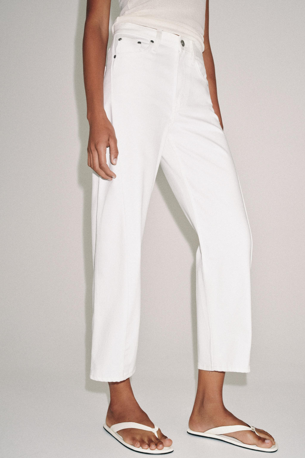 JEANS ZW COLLECTION ANKLE RELAXED TIRO MEDIO / Blanco - Zara фото 2