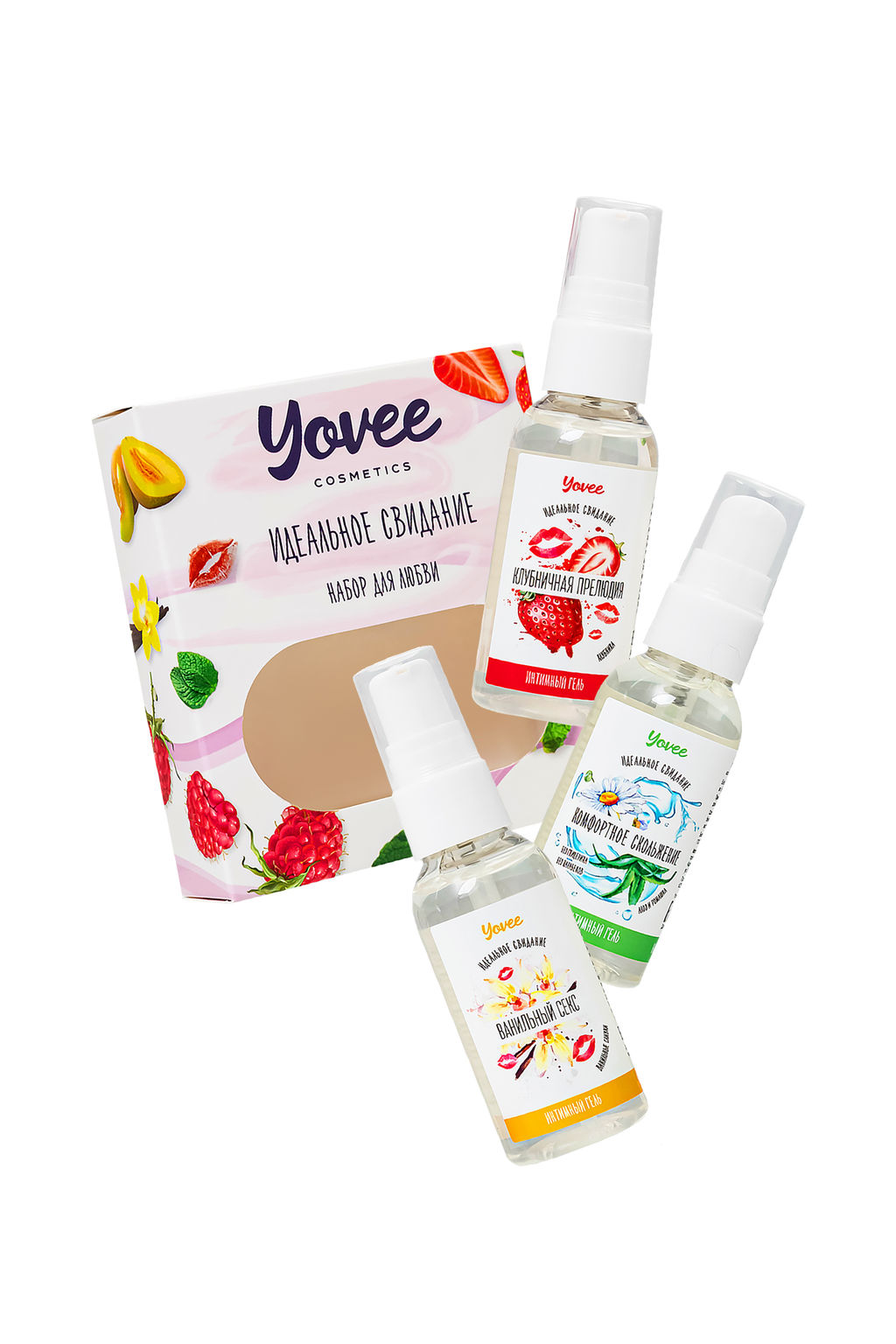 Набор гелей-смазок Yovee для любви (721004+721012+721054), вкус (клубн+ваниль) + увл (алоэ), 3х50 мл - Yovee by toyfa фото 3