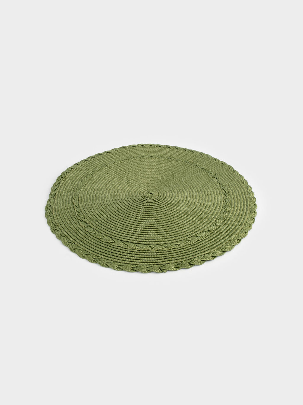 Салфетка под приборы, 38 см, полипропилен, круглая, зеленая, Косы, Matera - Anna lafarg фото 3