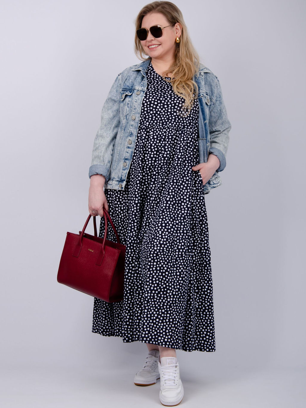 Платье "Диона" горох, трикотаж (М)