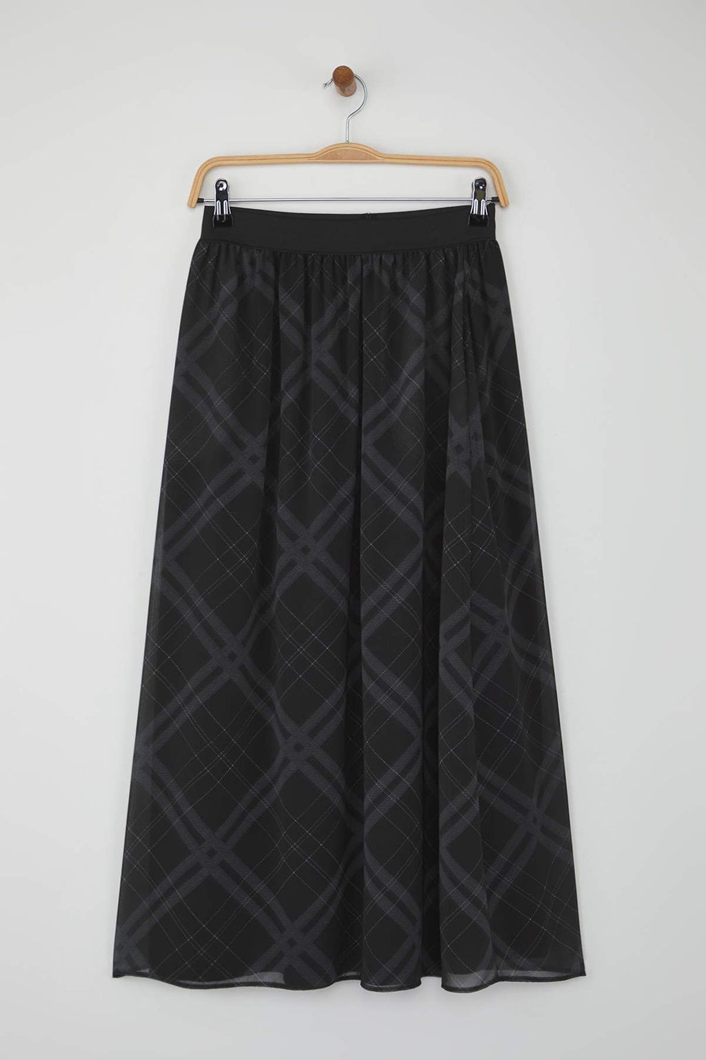 Siyah Sifon Ekoseli Astarl? Uzun Etek TWOAW26ET00044 - Trendyolmilla фото 6