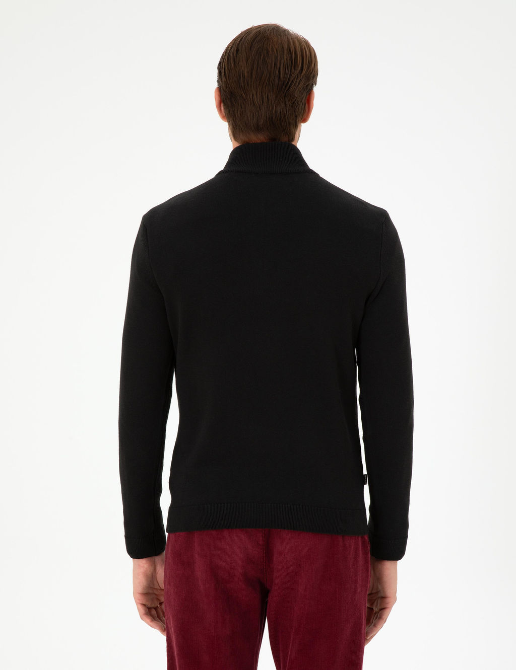 Siyah Slim Fit Fermuarl_ Dik Yaka Triko Kazak - Pierre cardin фото 5