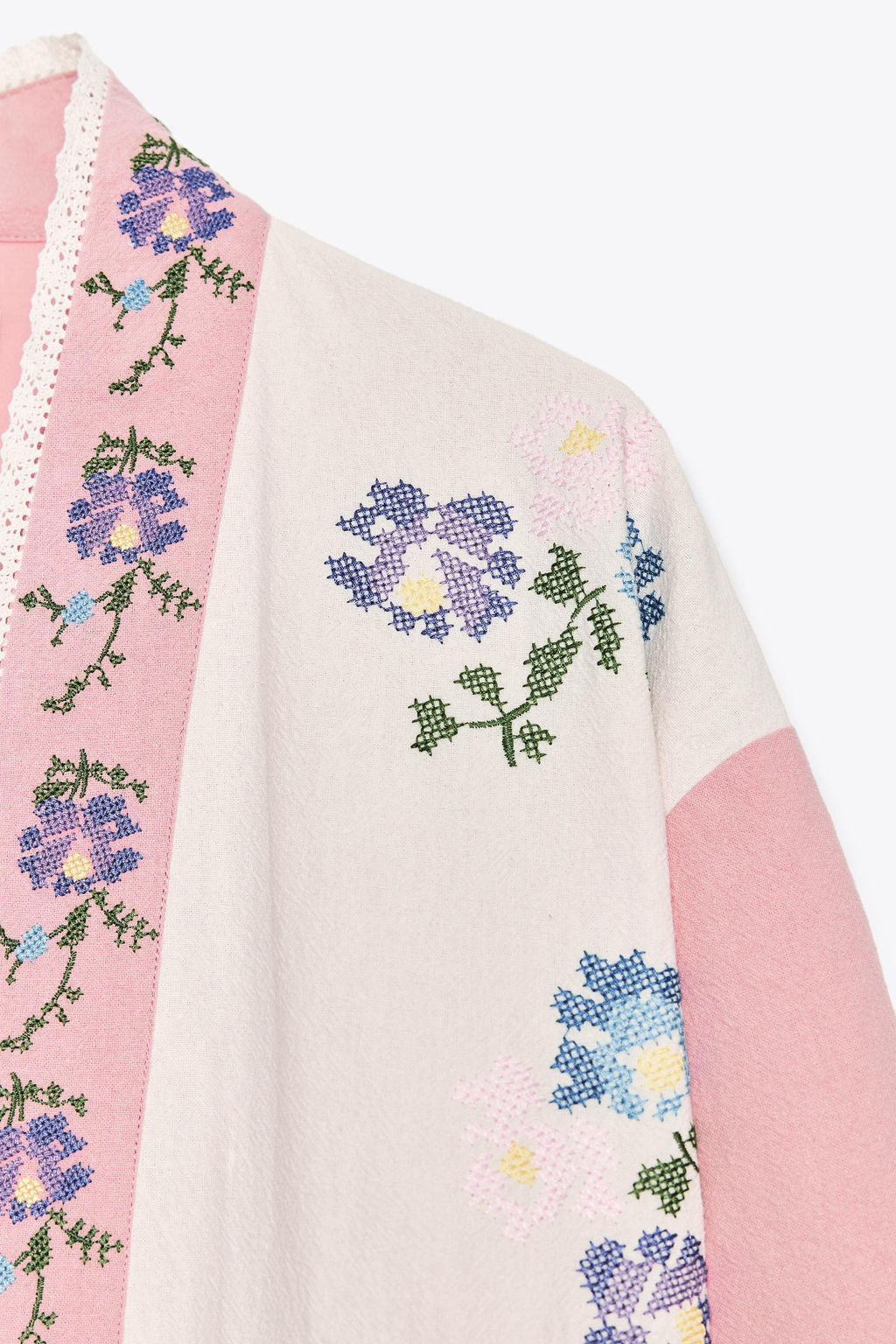 COTTON KAFTAN WITH FLORAL EMBROIDERY - Zara фото 8