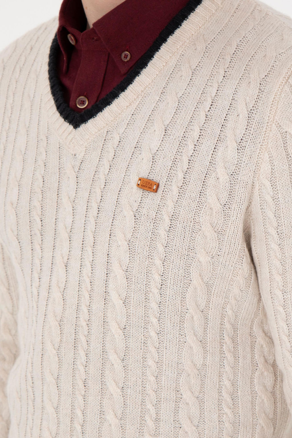 Erkek Regular Fit V Yaka Ta_ Yaka Detayl_ Kazak - U.s. polo assn фото 7