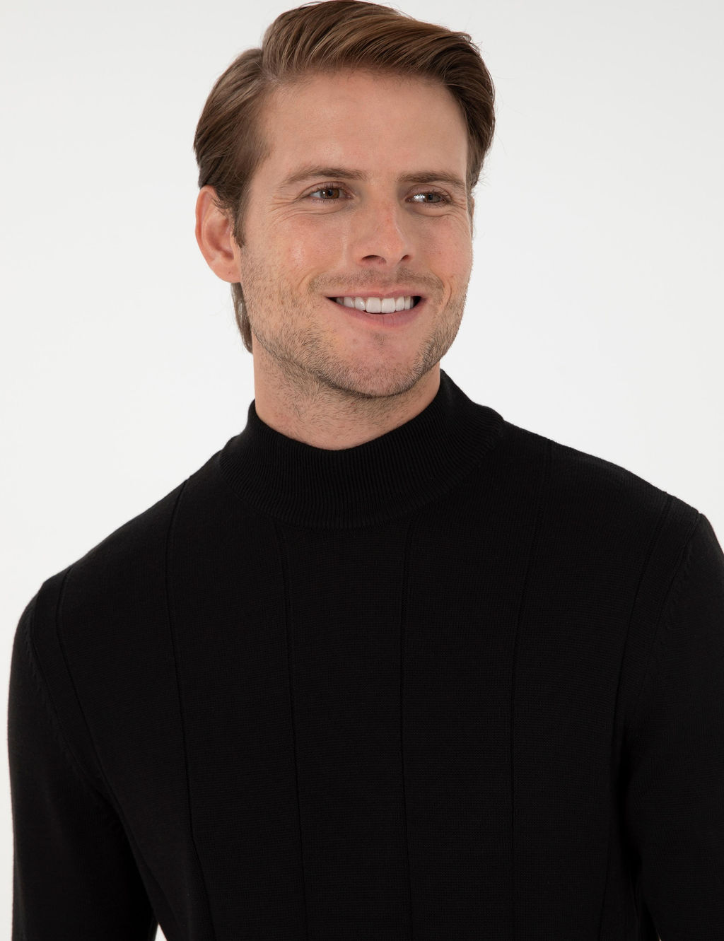 Siyah Slim Fit Yar_m Bal_k__ Yaka Triko Kazak - Pierre cardin фото 2