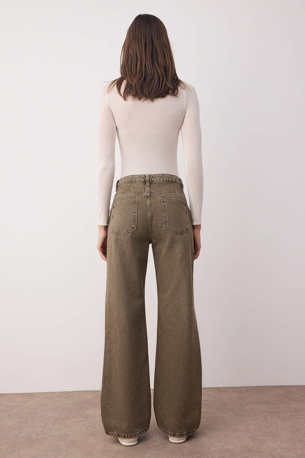 Haki Yuksek Bel Vintage Y?kama Genis Paca Wide Leg Jeans TWOAW26JE00126 - Trendyolmilla фото 4