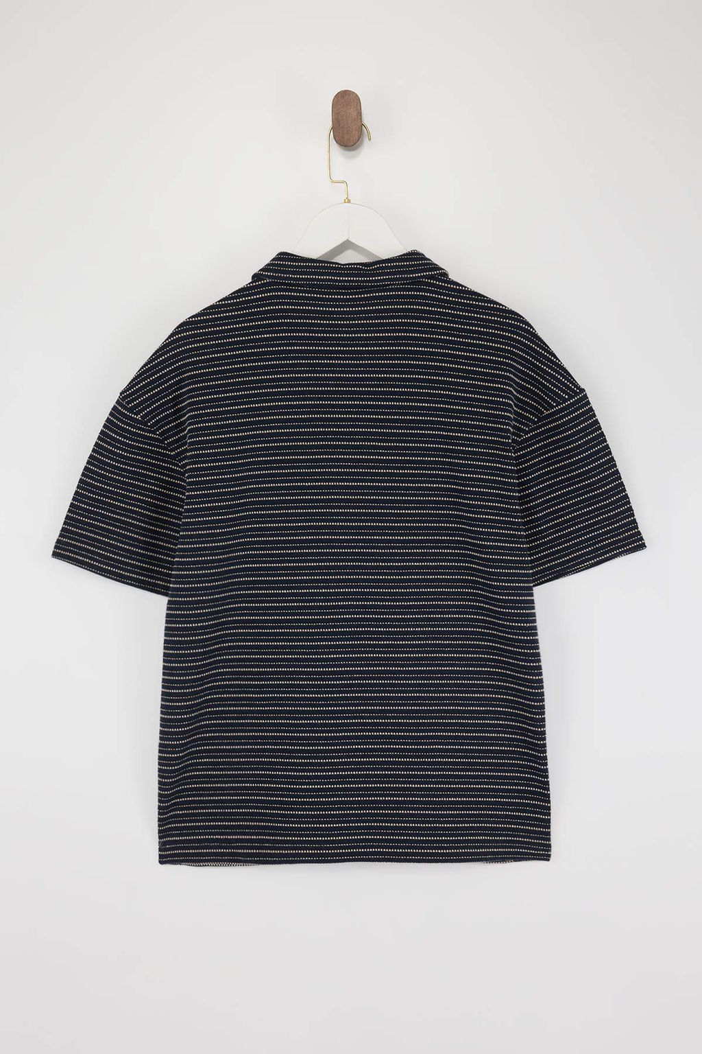 Lacivert Oversize/Genis Kesim Cizgili Polo Yaka T-shirt TMNSS26PO00008