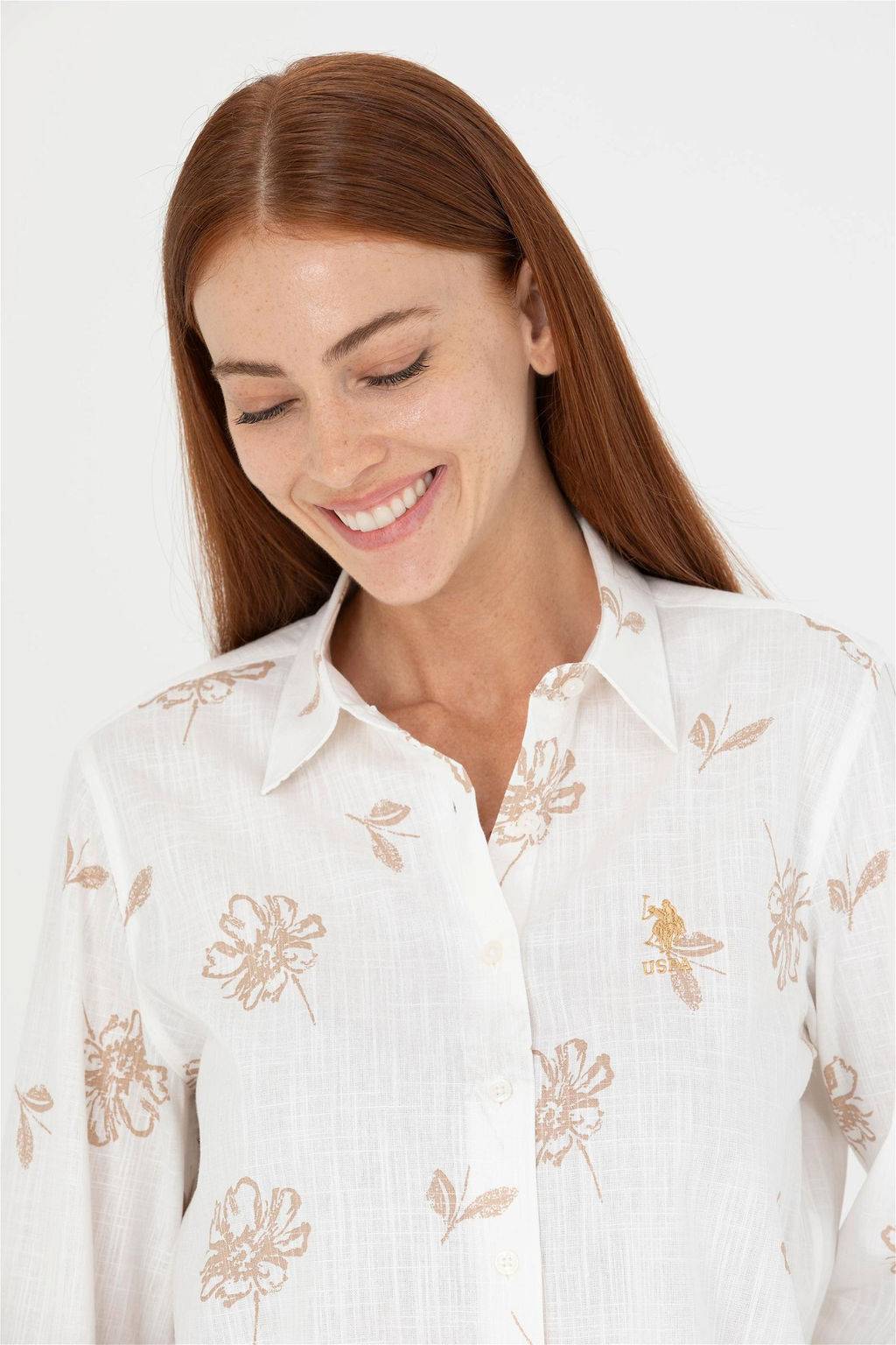 Женская рубашка Camel с длинным рукавом - U.s. polo assn фото 2