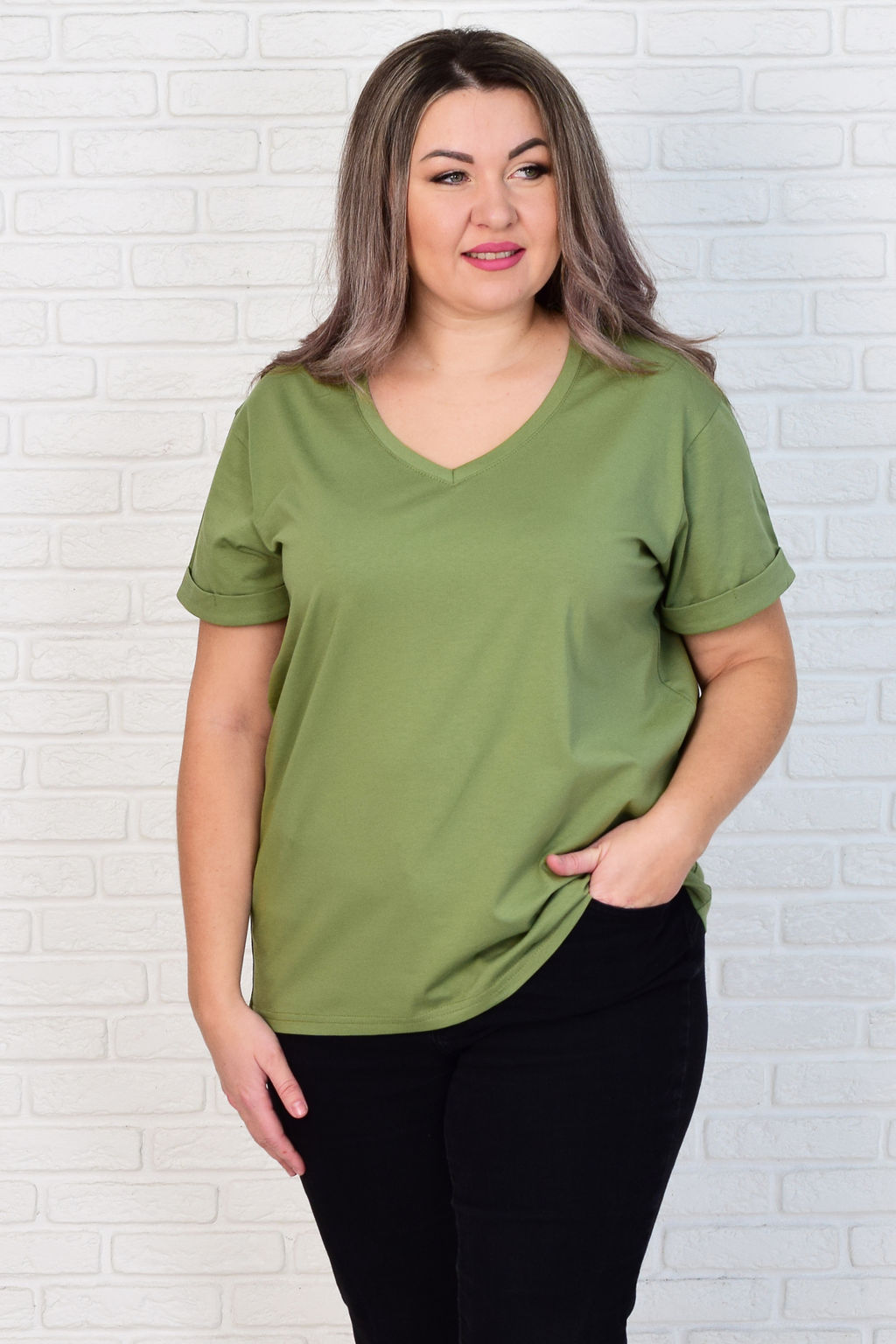 Футболка женская 6-192а (оливковый)