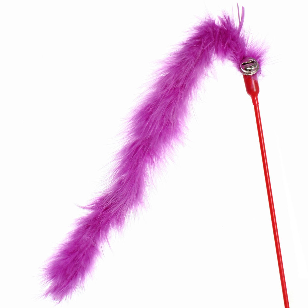 Цена за 6 шт. Игрушка - дразнилка на палочке "ЦапЦап", пушистик и колокольчик, микс три цвета, 50см ( пакет с подвесом)