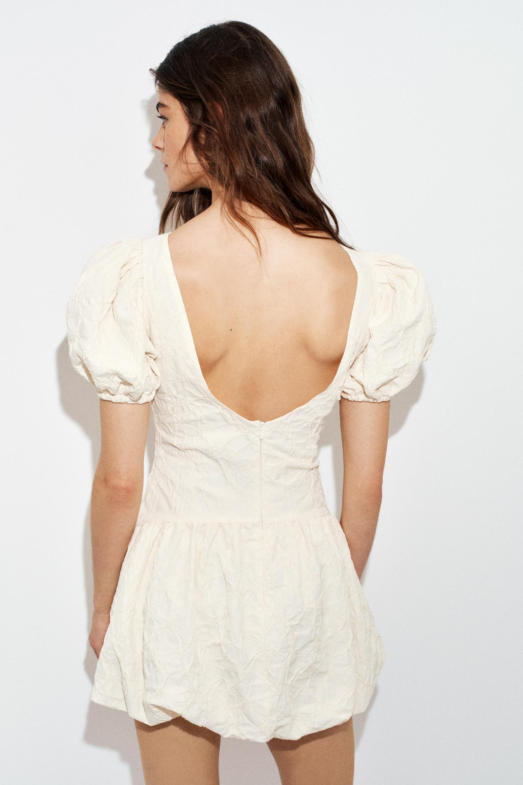 VESTIDO CORTO GLOBO JACQUARD / Crudo - Zara фото 5