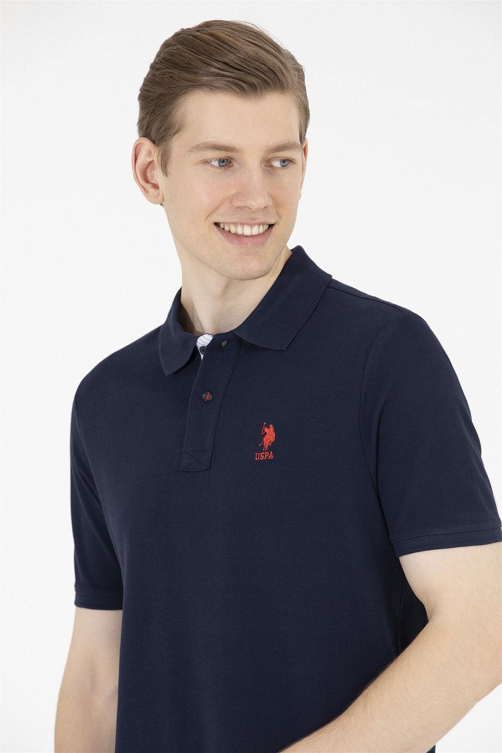 Мужская темно-синяя футболка с воротником поло Basic - U.s. polo assn фото 11