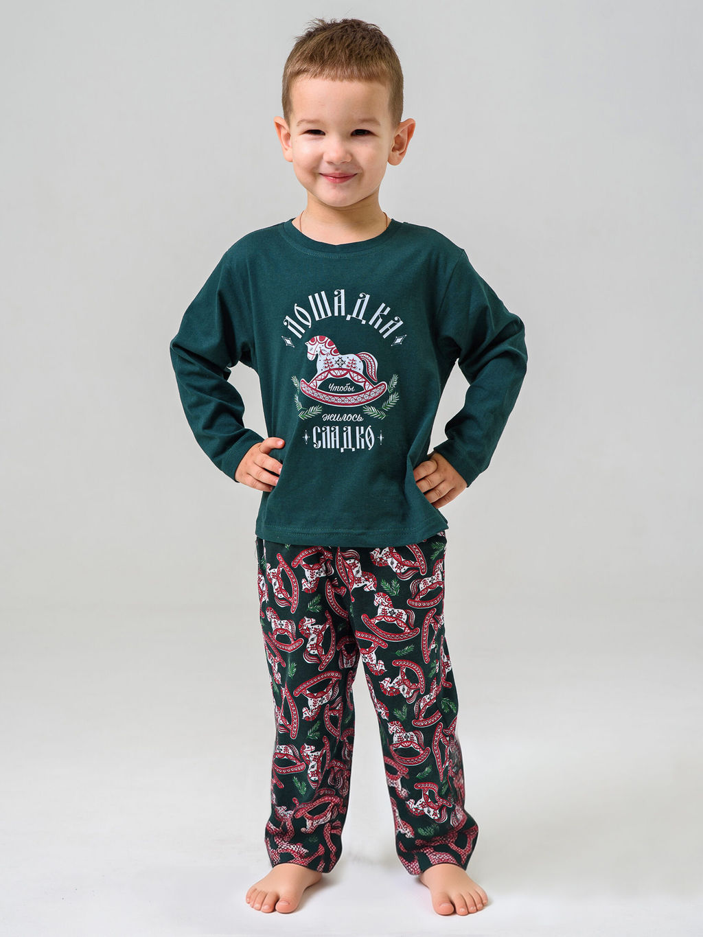 Пижама 100% хлопок мужская Лошадка - Оптима фото 12