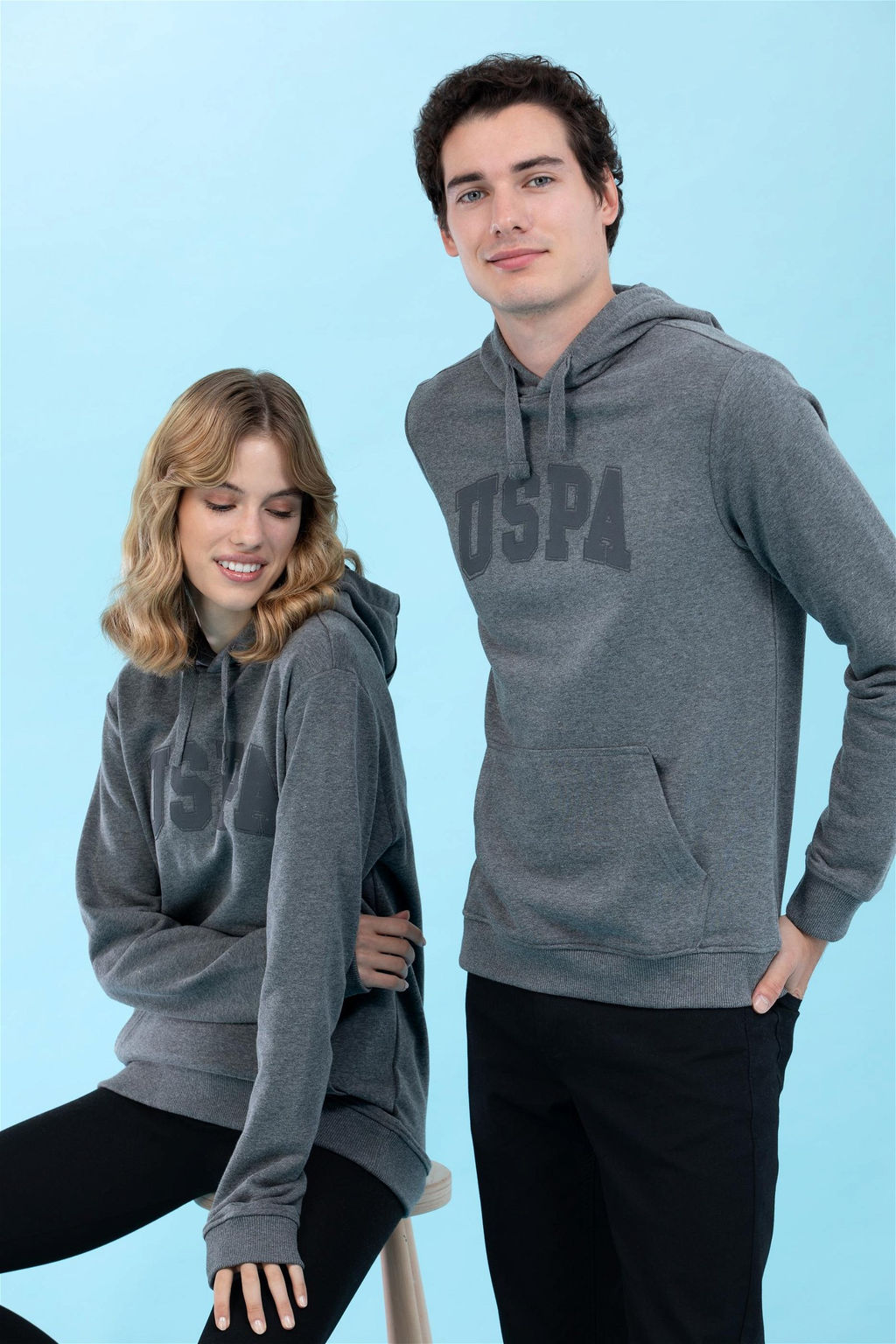 U. S. Polo Assn Базовый свитшот с капюшоном антрацитового меланжа - U.s. polo assn фото 4