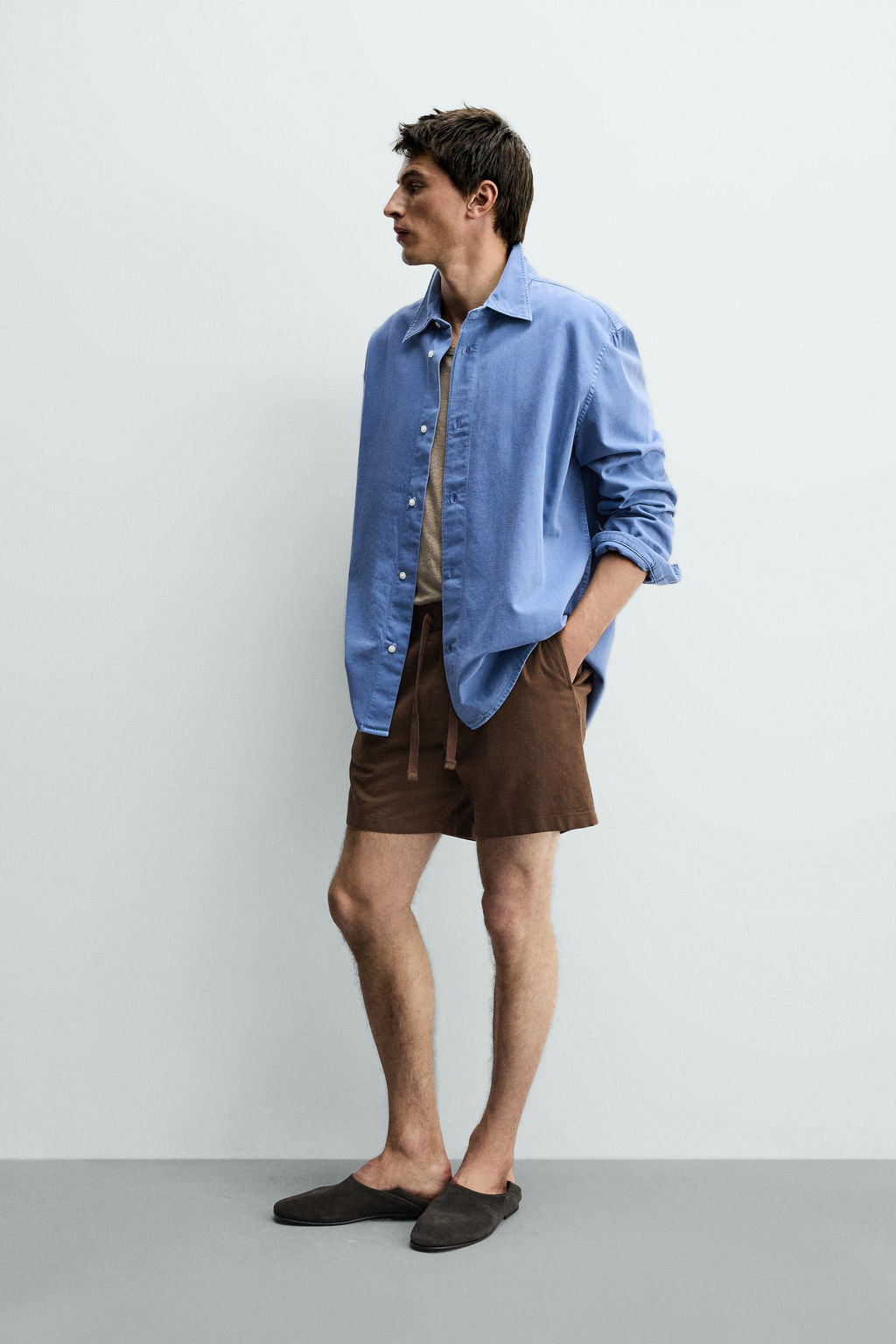 BERMUDA RELAXED FIT ALGOD?N - LINO / Beige claro - Zara фото 4
