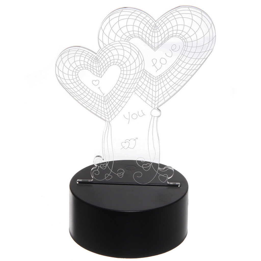 Цена за 2 шт. Светильник ночник "3D-Нежность" на пластиковой подставке, с включателем USB