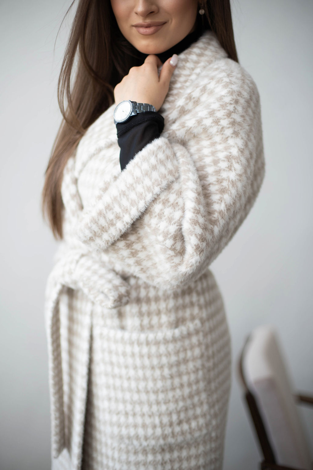 Пальто женское демисезонное 20905 (беж./клетка) - Kankan фото 41