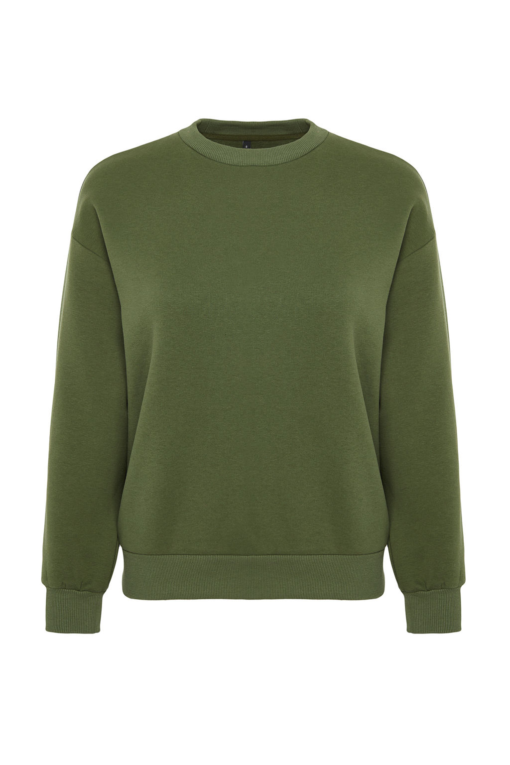 Haki Kal?n Ici Polarl? Regular/Normal Kal?p Bisiklet Yaka Basic Orme Sweatshirt TWOAW24SW00101