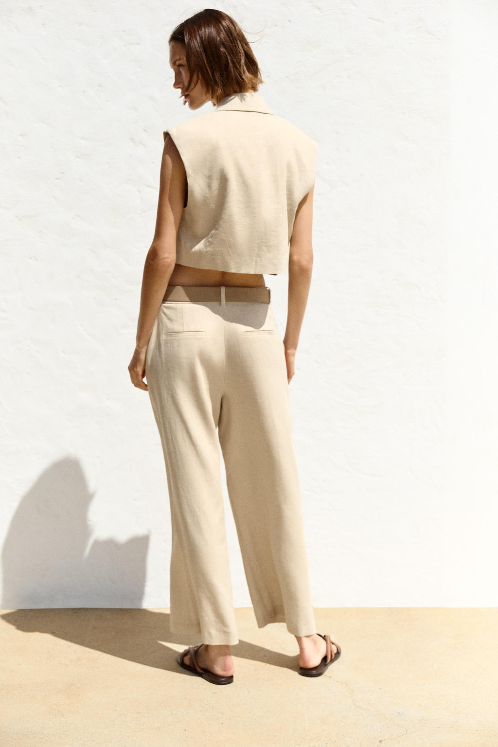 LINEN BLEND CULOTTES WITH BELT - Zara фото 13