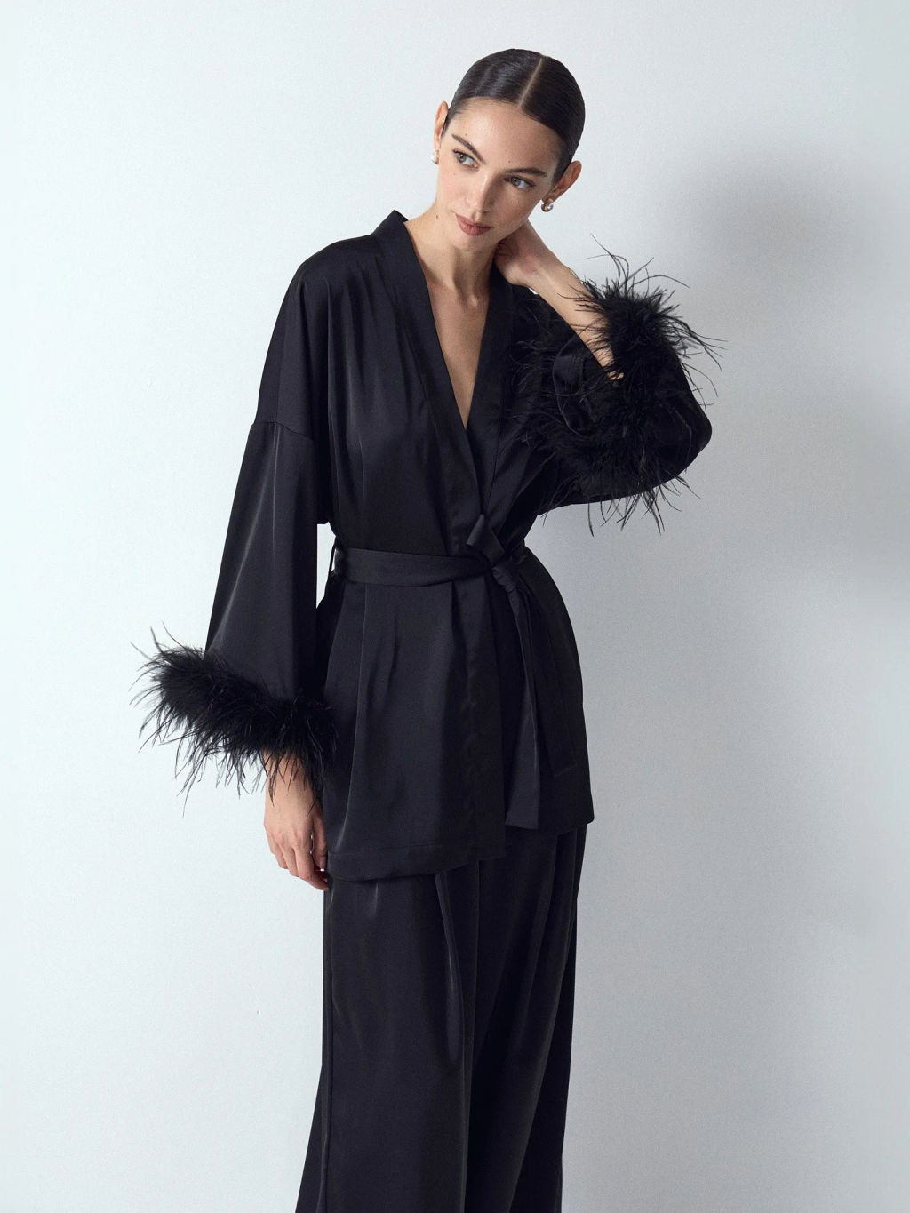 EMKA / Блузка-кимоно с перьями  фото 3