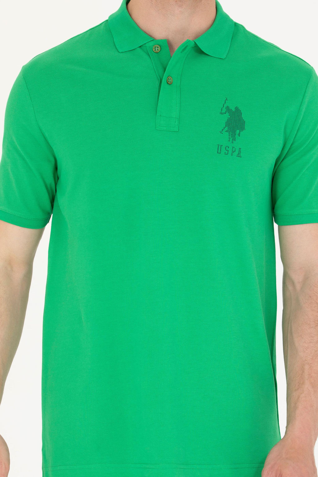 Футболка-поло U.S. Polo Assn Apple Green зеленая хлопок  фото 20