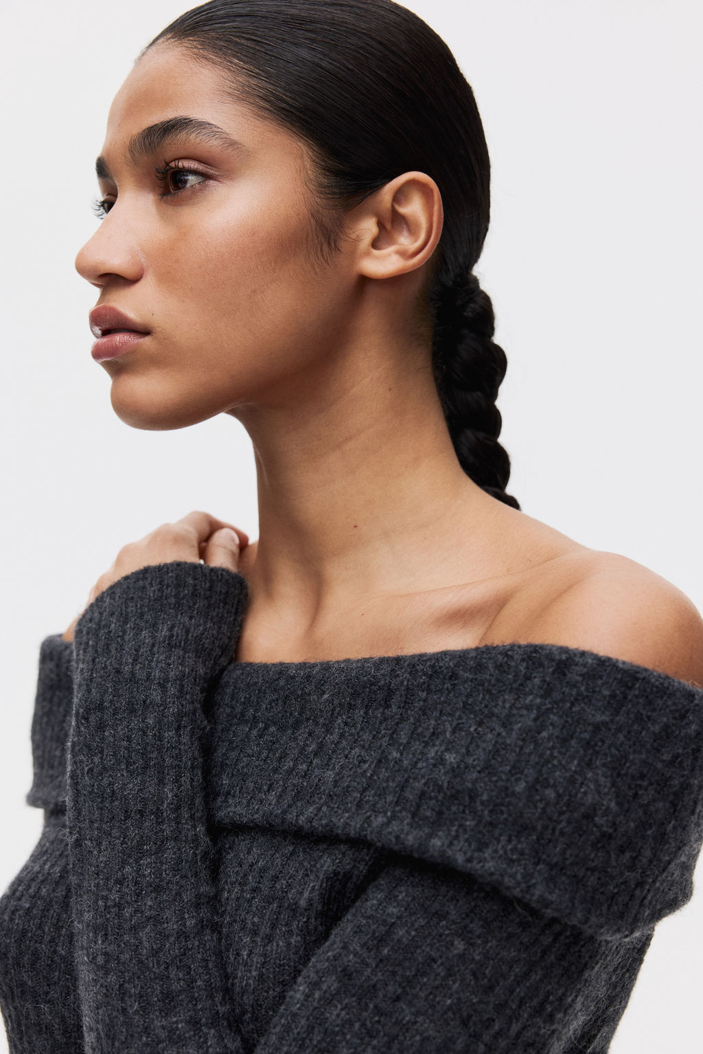 Vestido off-the-shoulder en punto de canal? - H&m фото 8