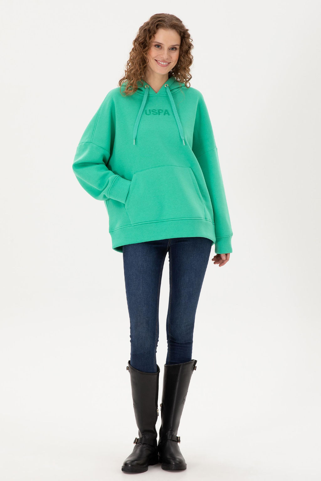 Женская толстовка с капюшоном мятного цвета Неожиданная скидка в корзине