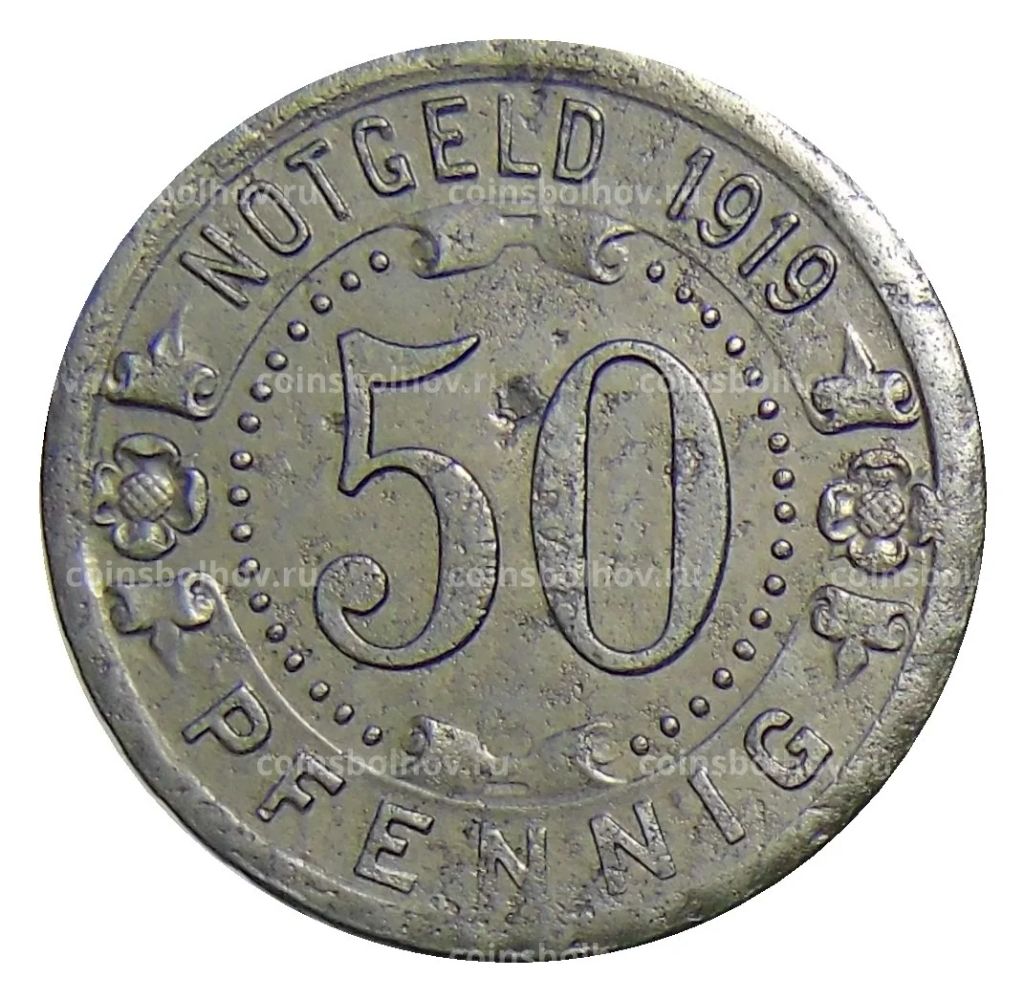 Монета 50 пфеннигов 1919 года Германия  Нотгельд  Виттен