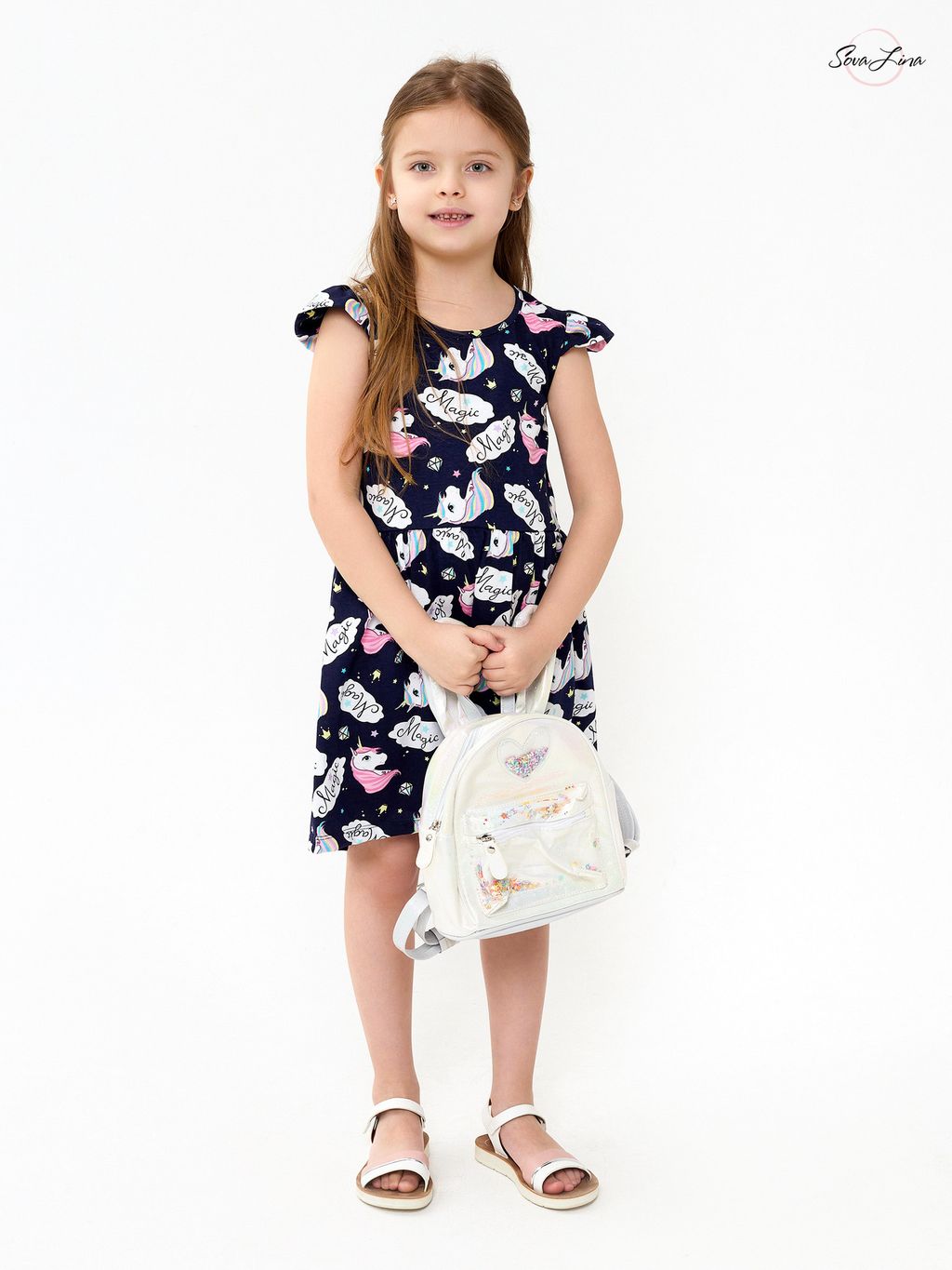 Платье Бабочка единороги синий - Sovalina фото 11
