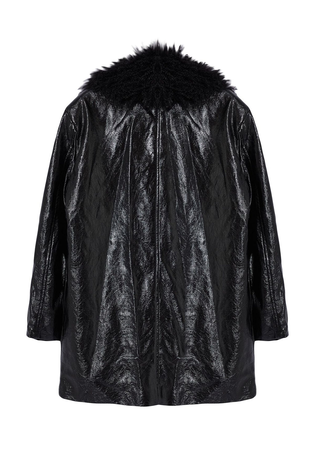 Siyah Oversize Kal?p Yakas? Kurk Detayl? Suni Deri Ceket Mont TWOAW25MO00029 - Trendyolmilla фото 7