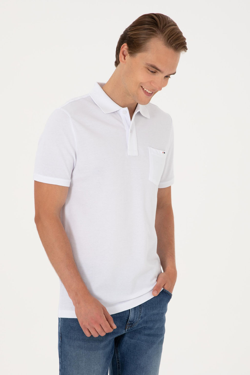 Erkek Regular Fit Polo Yaka Beyaz Cepli Ti__rt Sepette S_rpriz _ndirim - U.s. polo assn фото 3