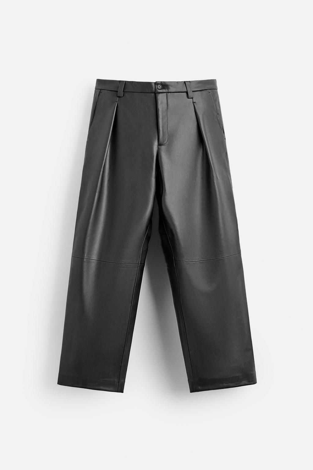 PLEATED FAUX LEATHER TROUSERS - Zara фото 6