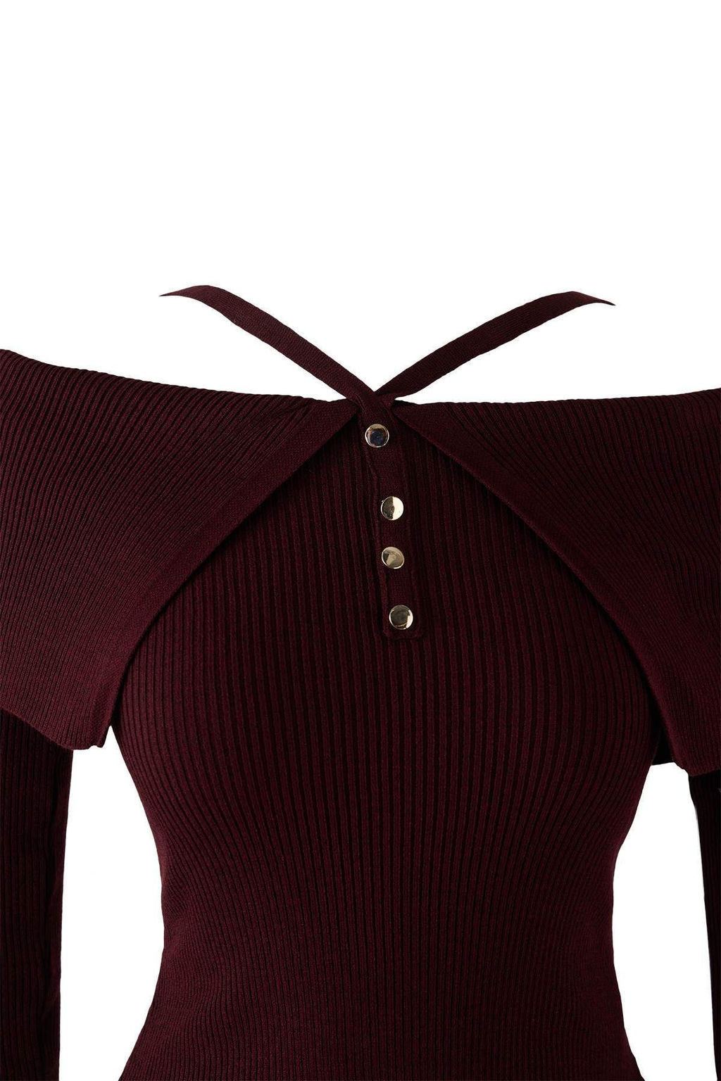 Bordo Premium Iplik/Ozel Iplik Carmen Boyundan Ask?l? Triko Kazak TWOAW26KZ00076 - Trendyolmilla фото 6