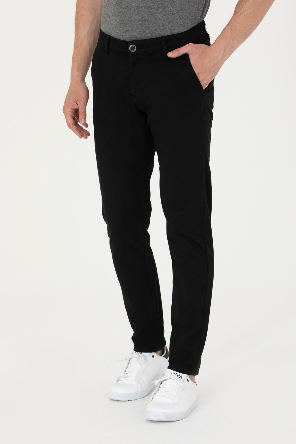 Erkek Slim Fit Siyah Kanvas Pantolon