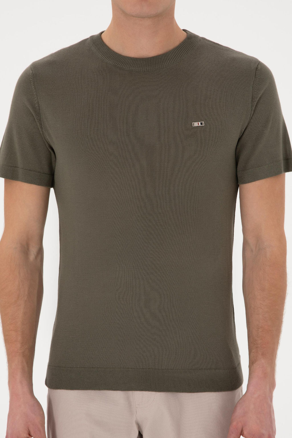 Erkek Slim Fit Bisiklet Yaka Koyu Haki Ti__rt Sepette S_rpriz _ndirim - U.s. polo assn фото 13