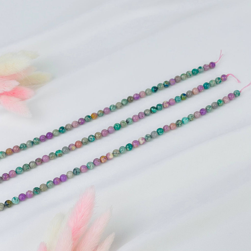 Бусины для украшений из Фосфосидерита и Варисцита (65 бусин) 39 см