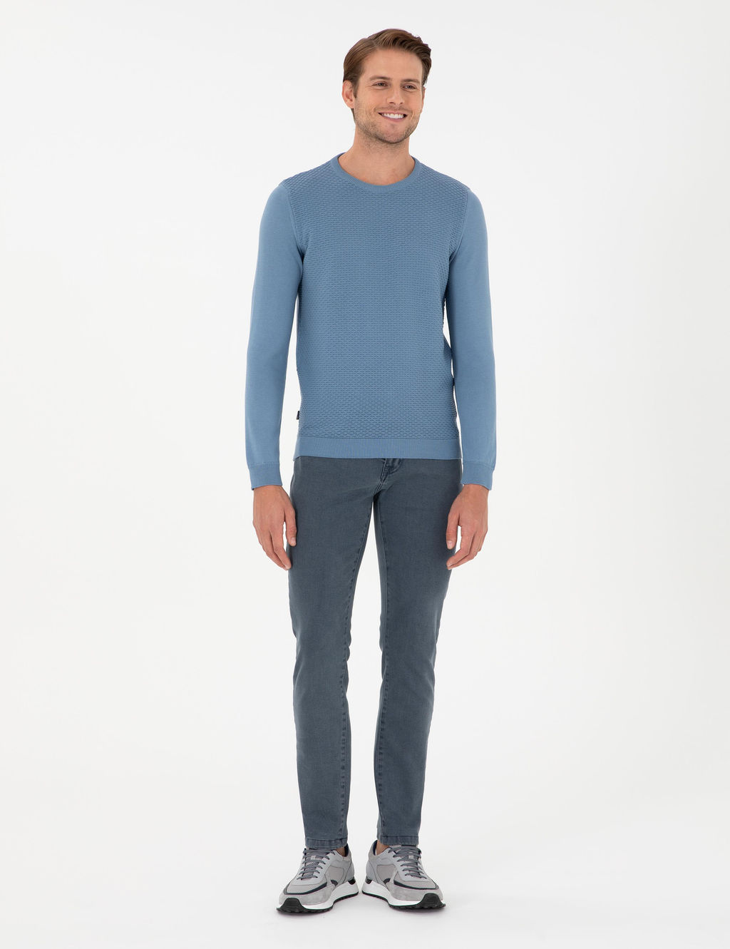 Koyu Mavi Slim Fit Bisiklet Yaka Triko Kazak - Pierre cardin фото 4