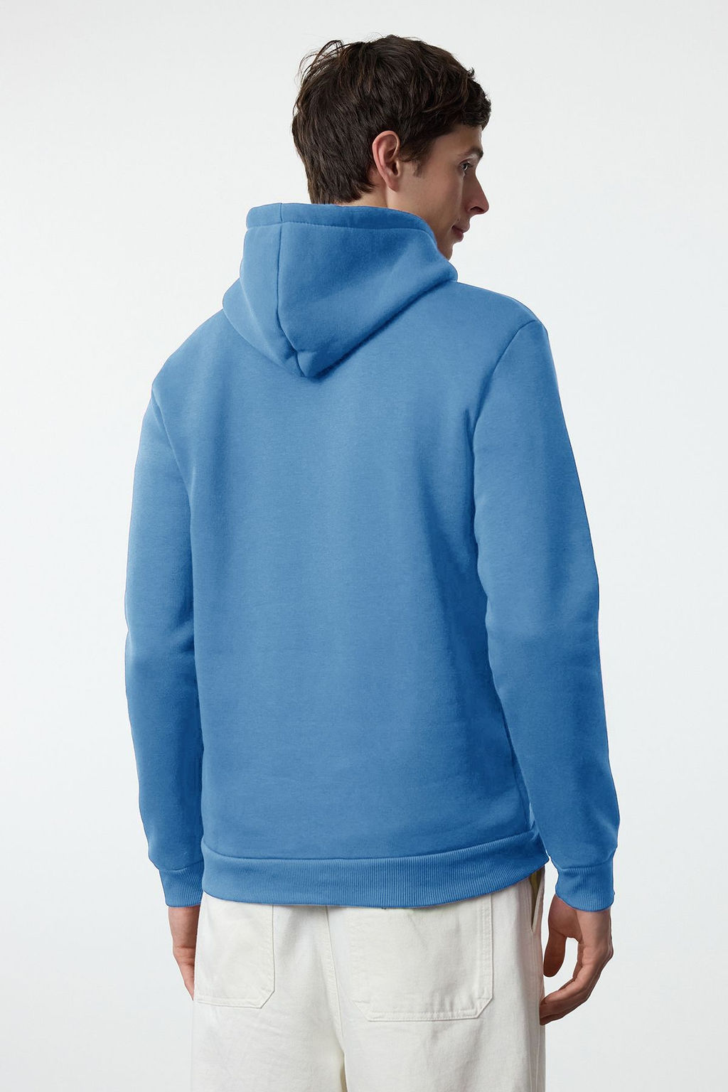 TRENDYOL MAN Mavi Regular/Normal Kesim Hayvan Nak?sl? Ici Polarl? Kapusonlu Sweatshirt TMNAW25SW00094 - Trendyolmilla фото 5