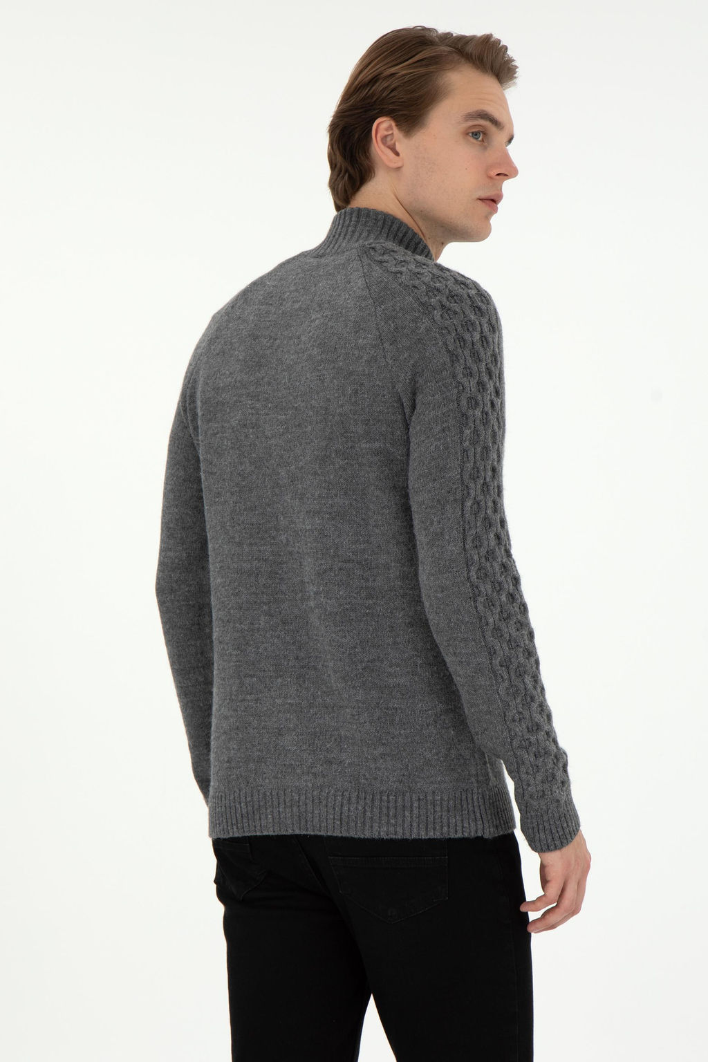 Мужской серый меланжевый трикотажный кардиган Неожиданная скидка в корзине - U.s. polo assn фото 12