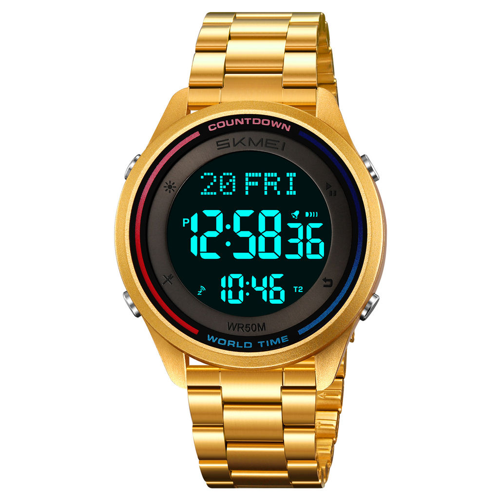 Часы наручные Skmei мужские электронные спортивные 2412gold-steel