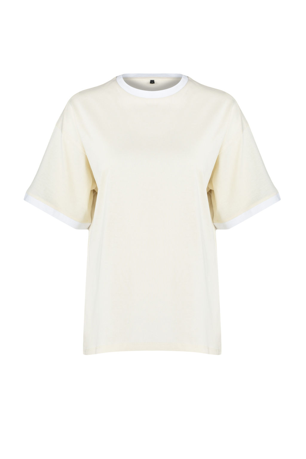 TRENDYOLMILLA Siyah %100 Pamuk Kontrast Yaka ve Serit Detayl? Oversize/Rahat Kesim Orme T-Shirt TWOSS24TS00052 фото 7