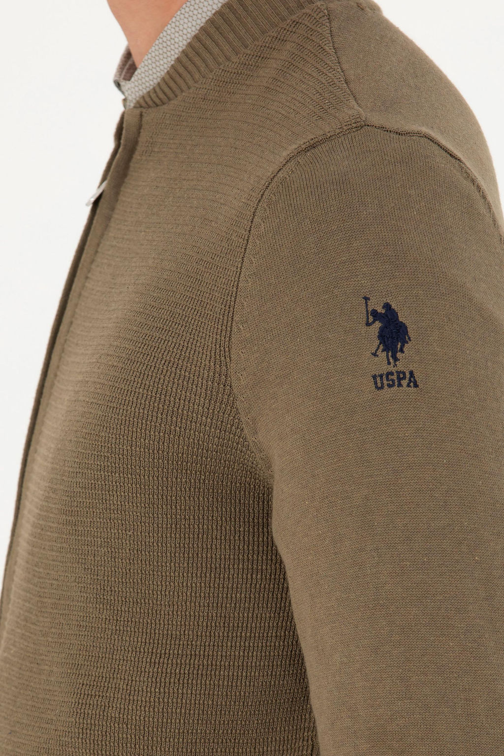 U. S. Polo Assn / Мужской базовый трикотажный кардиган цвета хаки меланж - U.s. polo assn фото 21