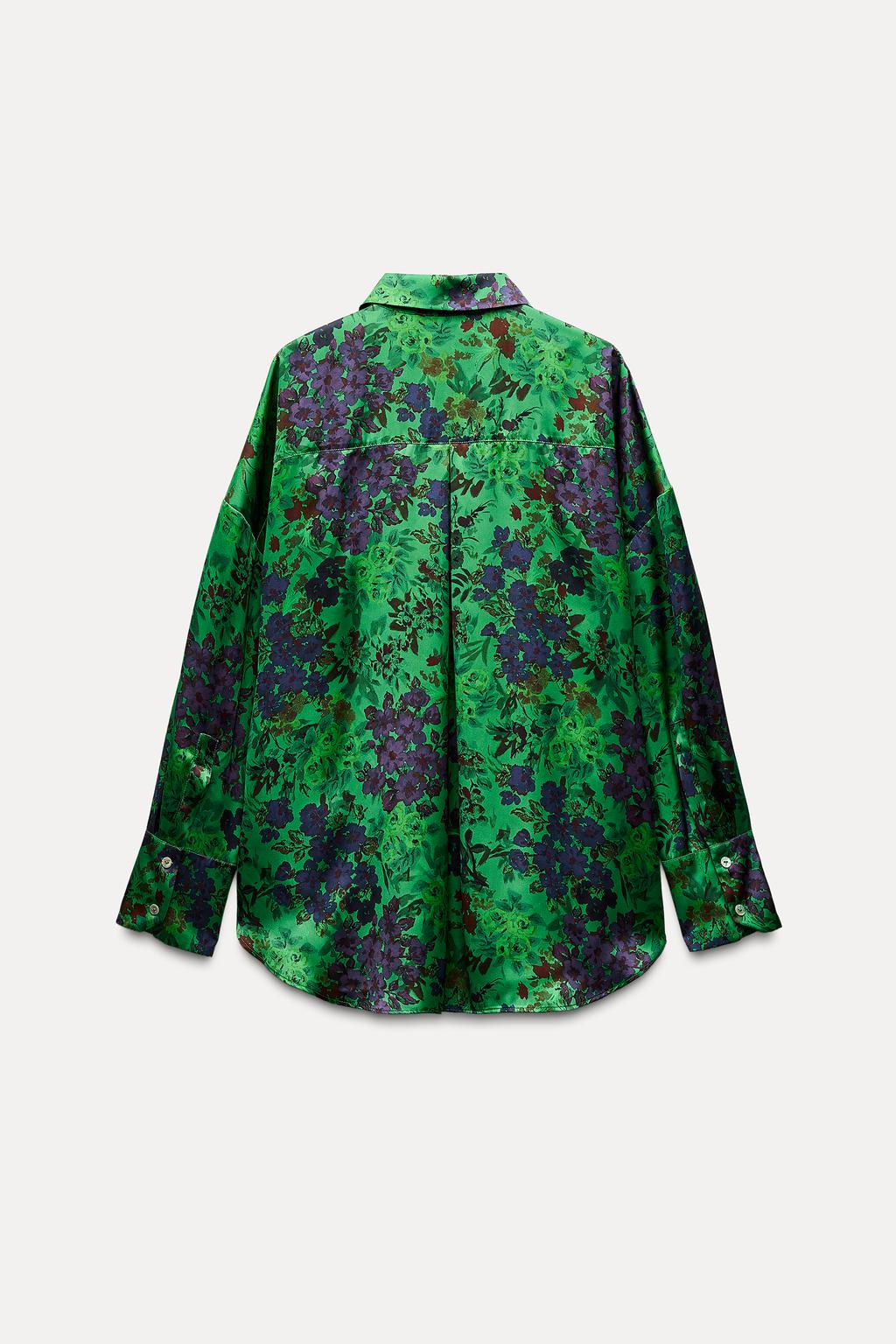 SATIN FLORAL PRINT SHIRT - Zara фото 3