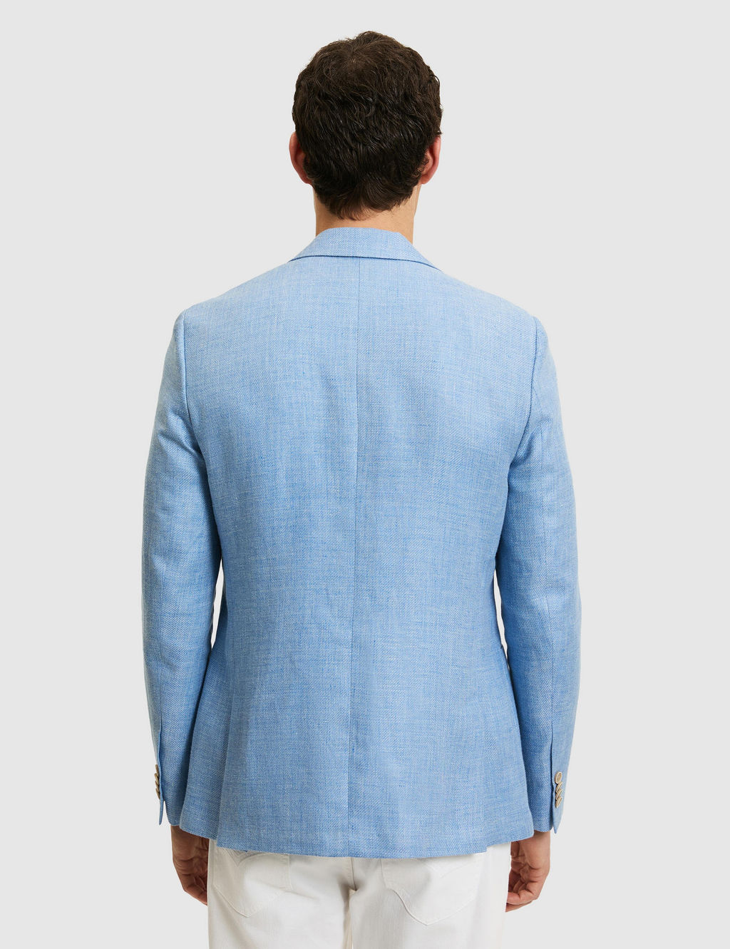 Mavi Slim Fit Y_n Keten Kar___ml_ Mikro Desen Mono Yaka Ceket