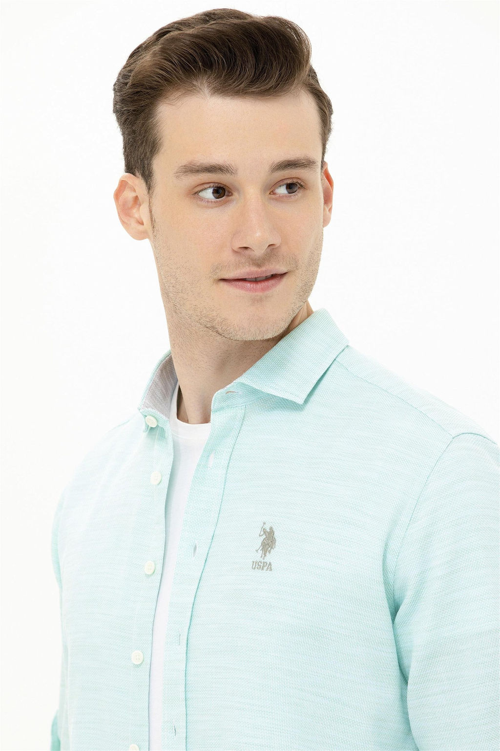 Мужская мятная рубашка с длинным рукавом - U.s. polo assn фото 9