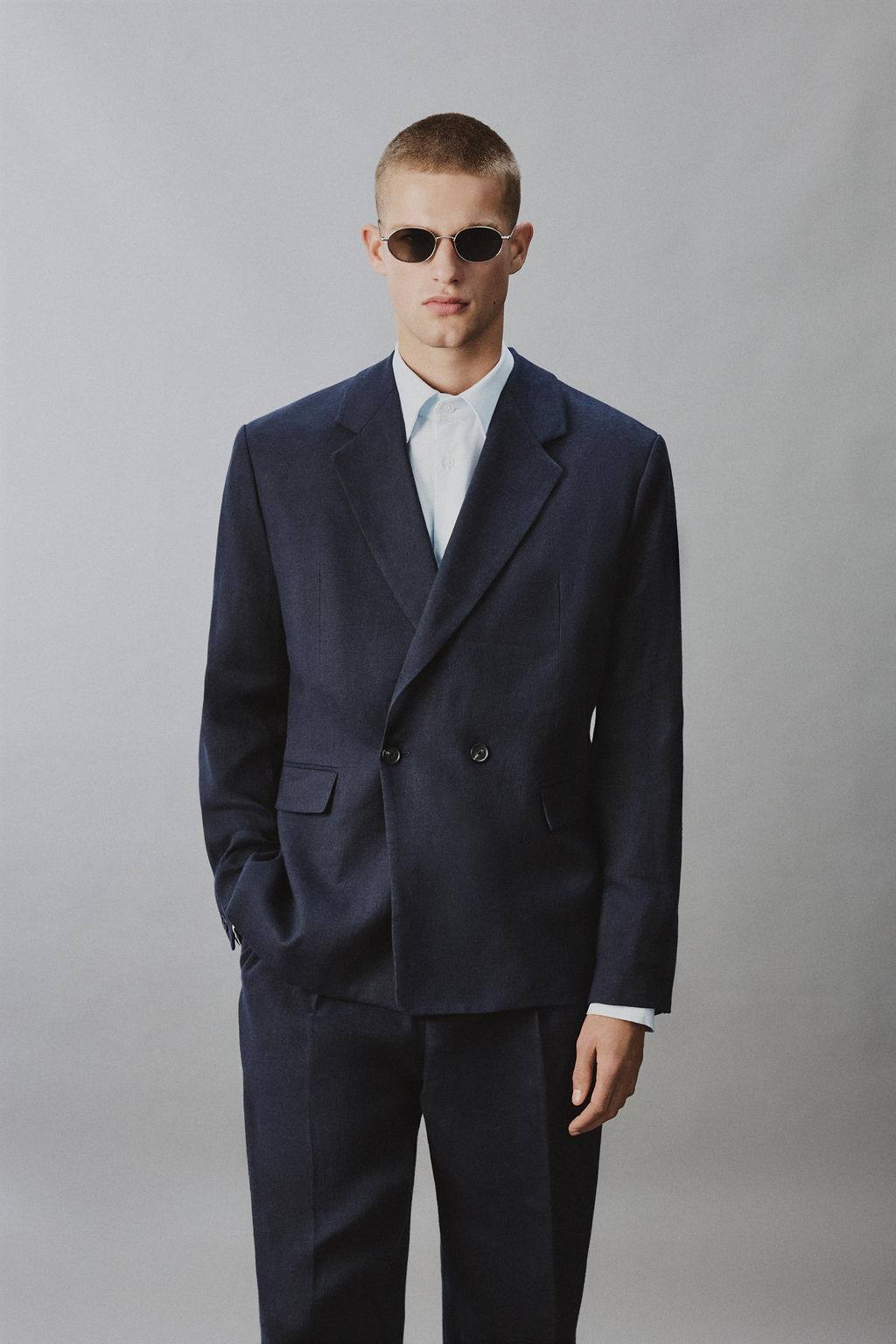 BLAZER CRUZADA TRAJE LINO - ALGOD?N / ?ndigo