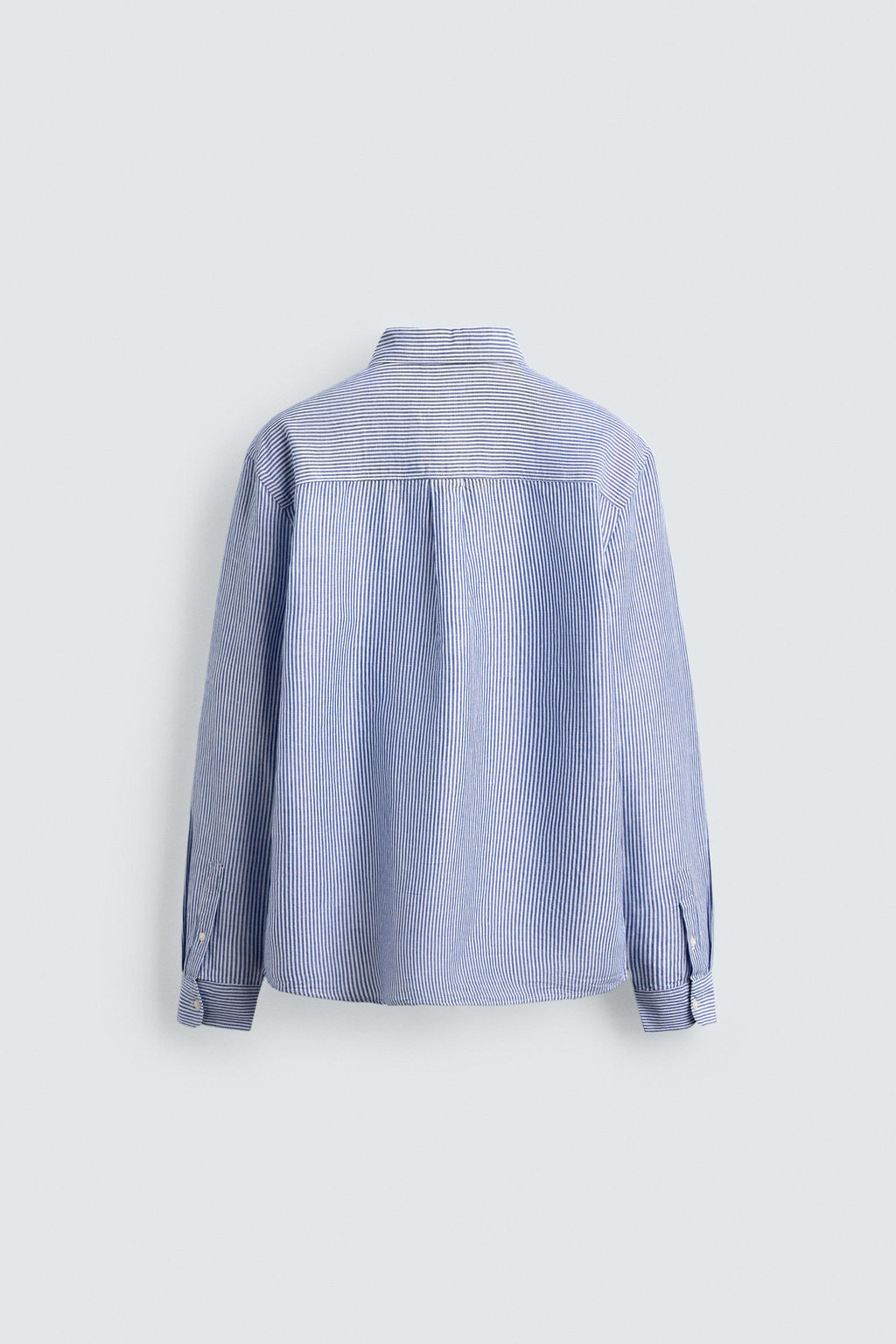 CAMISA REGULAR FIT LINO - ALGOD?N / Blanco / Celeste - Zara фото 7