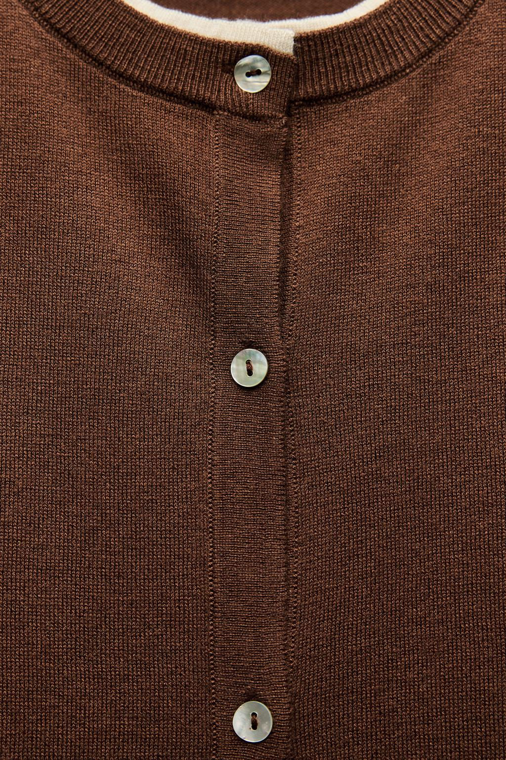 KNIT CARDIGAN WITH CONTRAST TRIMS - Zara фото 7