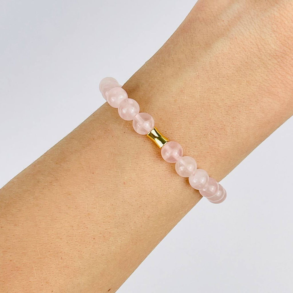 Браслет из Розового кварца со вставкой