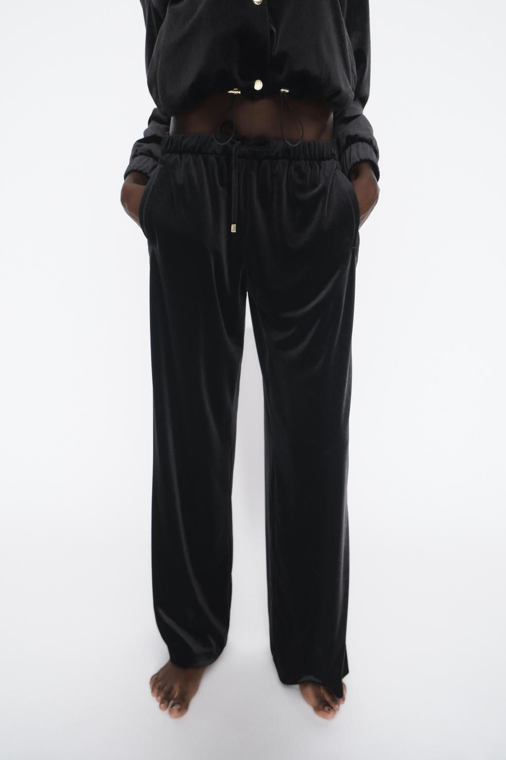 WIDE-LEG VELVET TROUSERS - Zara фото 6